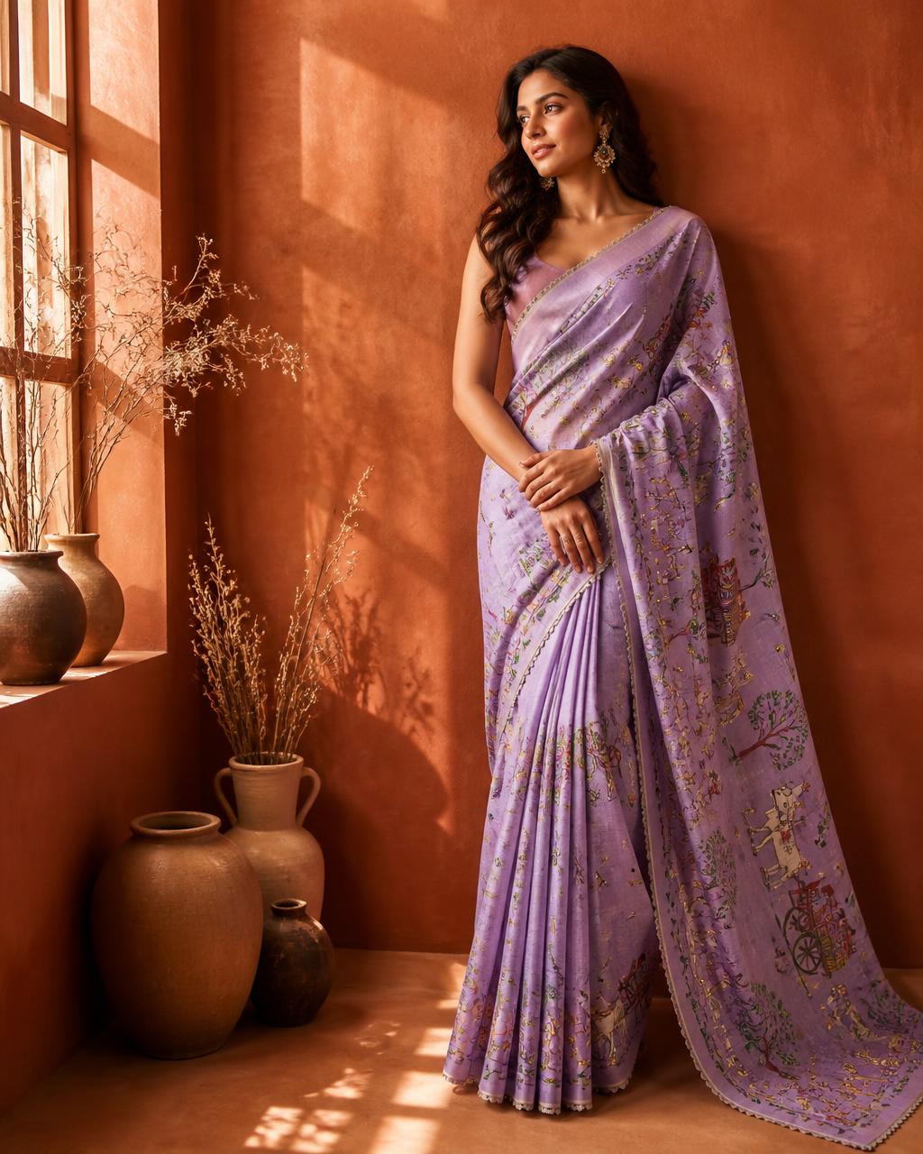 Ethnic wear styled against a warm terracotta backdrop